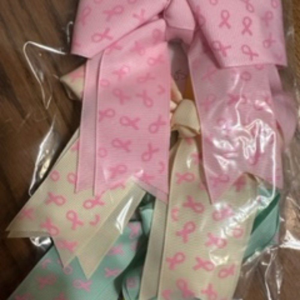 Bundle of (3) Cheer Bows  Breast Cancer    B8172  Handmade NWT Boutique